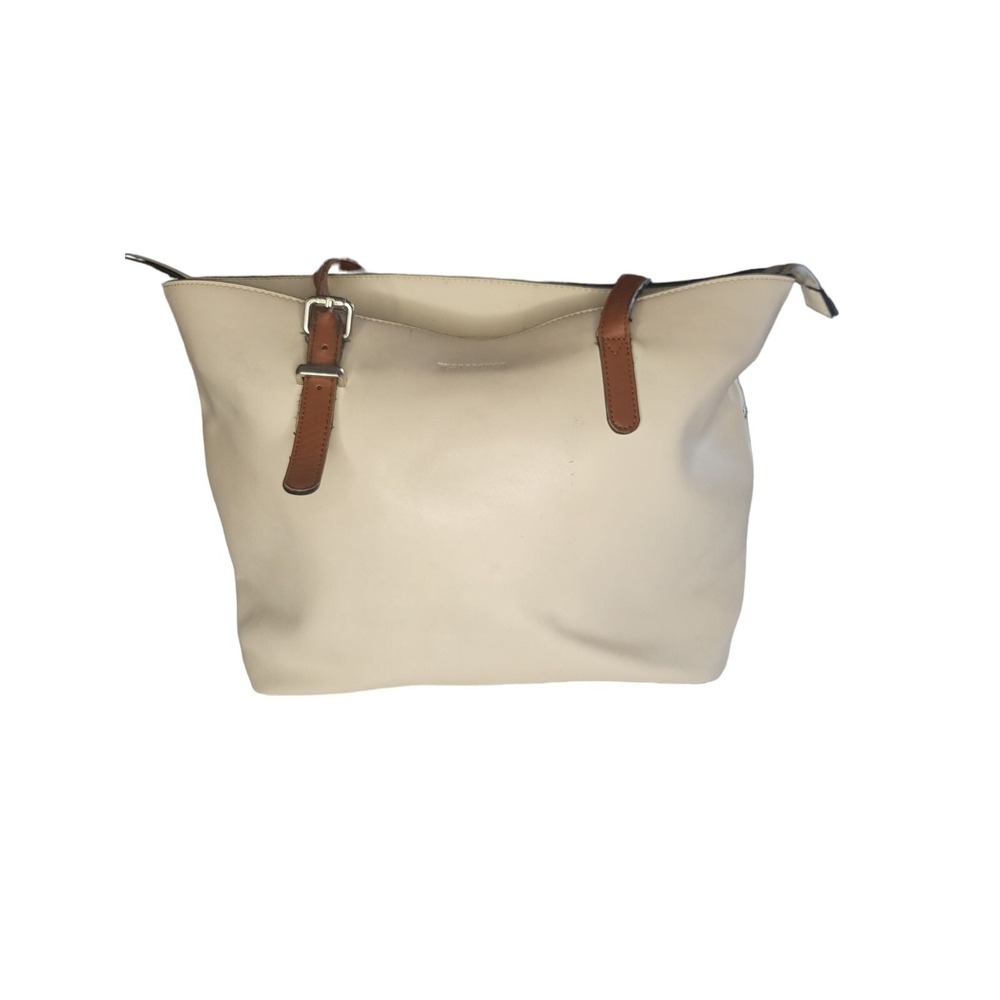 Westbronco Shoulder Bag Women Cream Tan Adjustable Strap Faux Leather Tote Purse